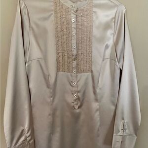 Cabi Juliet Cream satin silky ruffle Blouse